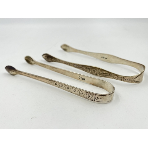 2268 - Two pairs of antique hallmarked silver sugar tongs - approx. gross weight 60g