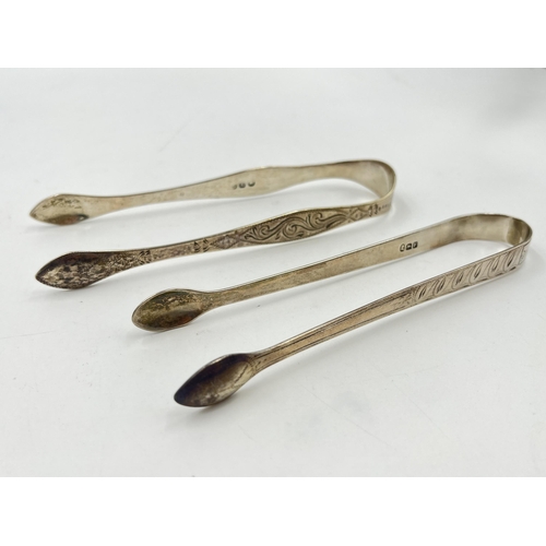 2268 - Two pairs of antique hallmarked silver sugar tongs - approx. gross weight 60g