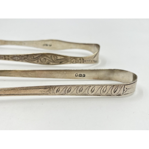 2268 - Two pairs of antique hallmarked silver sugar tongs - approx. gross weight 60g