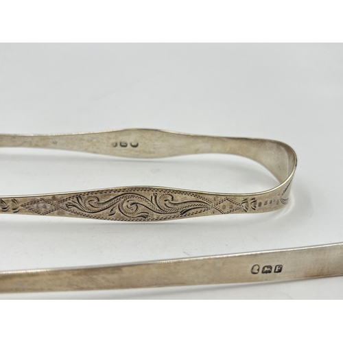 2268 - Two pairs of antique hallmarked silver sugar tongs - approx. gross weight 60g