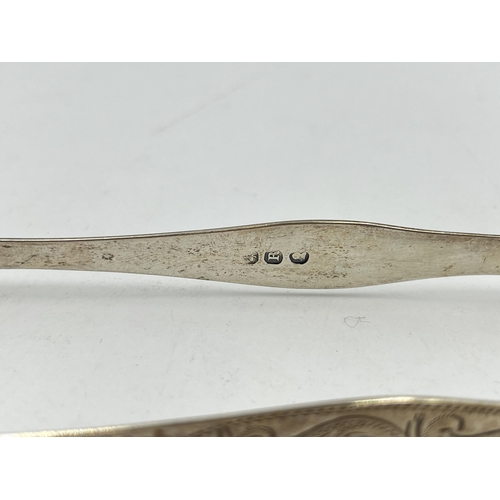 2268 - Two pairs of antique hallmarked silver sugar tongs - approx. gross weight 60g