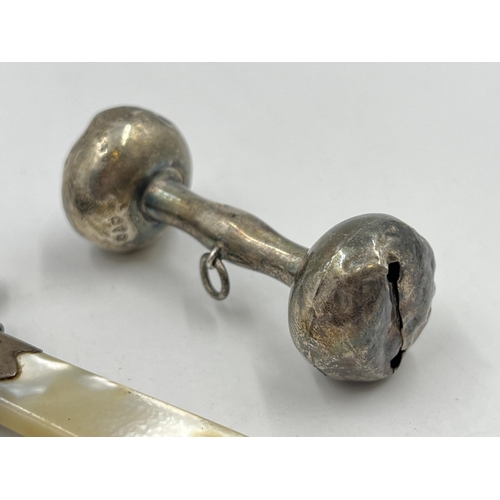 2273 - Two sterling silver baby rattles - approx. gross weight 34g