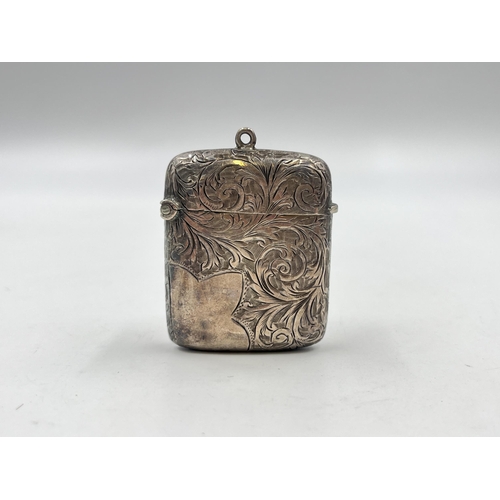 2278 - An Edwardian hallmarked Birmingham silver vesta case, dated 1903 - approx. gross weight 25g