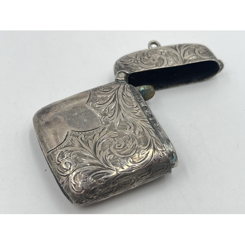 2278 - An Edwardian hallmarked Birmingham silver vesta case, dated 1903 - approx. gross weight 25g