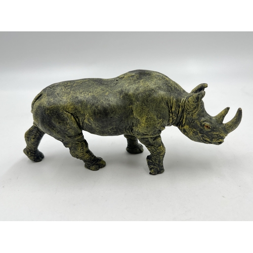 2346 - An Austrian Bergmann cold painted bronze rhinoceros figurine - approx. 7cm high x 15cm wide x 5cm de... 