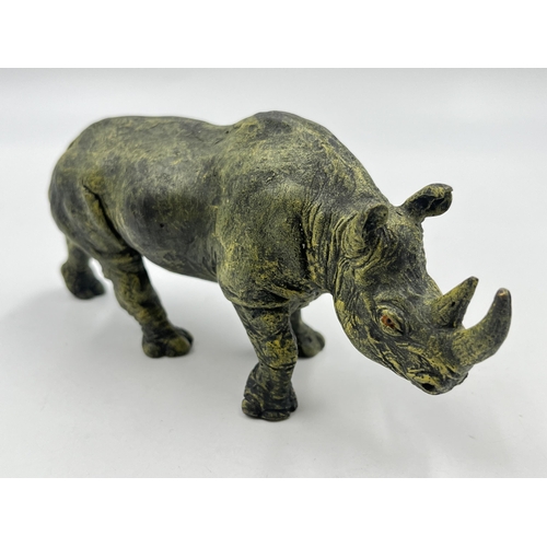 2346 - An Austrian Bergmann cold painted bronze rhinoceros figurine - approx. 7cm high x 15cm wide x 5cm de... 