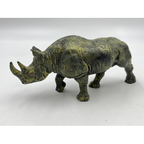 2346 - An Austrian Bergmann cold painted bronze rhinoceros figurine - approx. 7cm high x 15cm wide x 5cm de... 