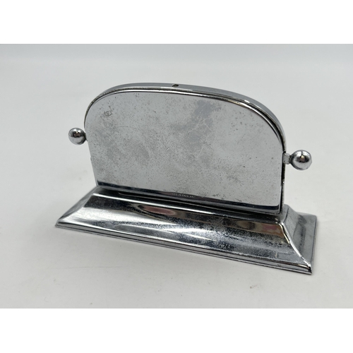 2347 - A mid 20th century chrome plated desk calendar - approx. 6cm high x 9.5cm wide