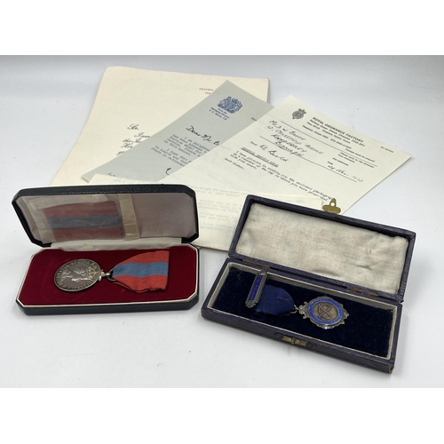 2357 - Two cased medals, one enamelled sterling silver North Staffs Colliery Owners Rescue Team and one Imp... 