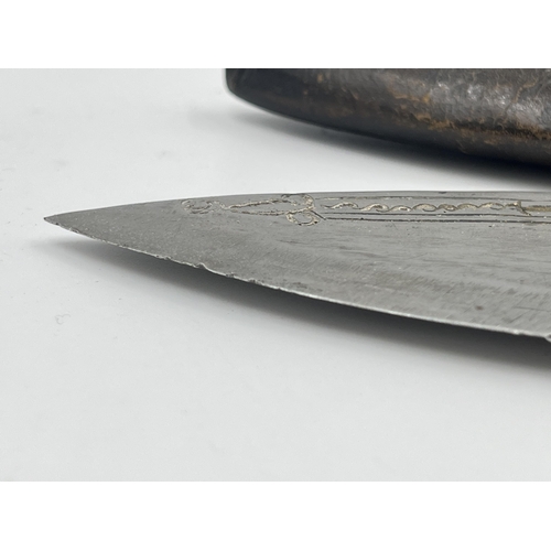 2360 - A kukri knife with sheath and two further small knives