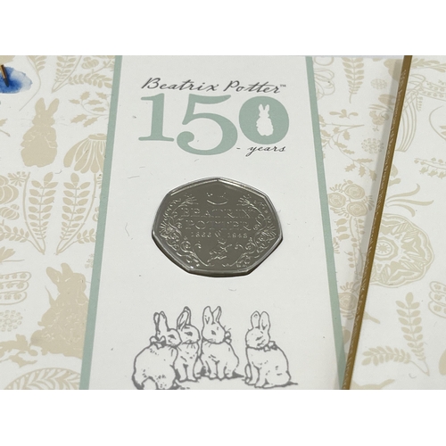 2367 - Two items, one boxed Beatrix Potter 2016 50p five coin collection and one boxed 2018 silver proof Pe... 