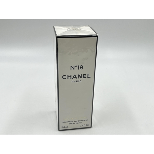 2374 - A boxed and sealed Chanel No.19 100ml eau de toilette spray refill