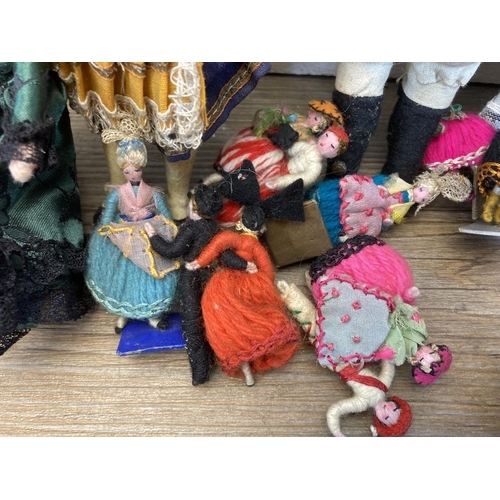 391 - A collection of vintage handmade dolls and accessories