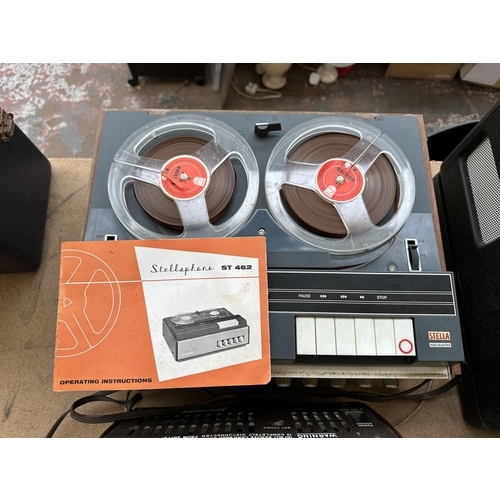 644 - Three items, one cased Hitachi TRQ-340 cassette recorder, one Stella Stellaphone ST462 reel-to-reel ... 