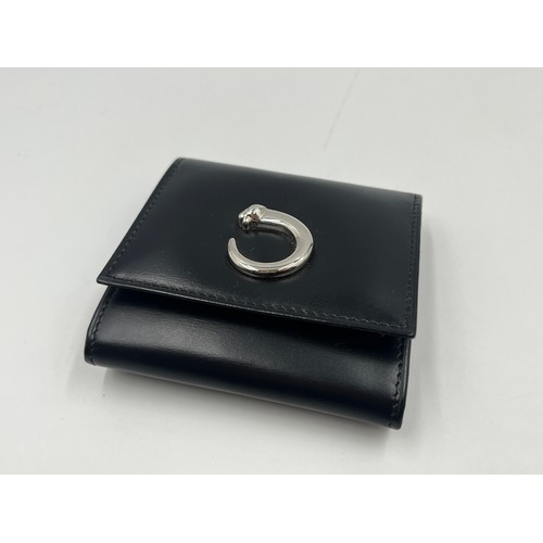 428 - A boxed Cartier Panthère black leather handbag with coin purse, dust cover and guarantee card - no. ... 