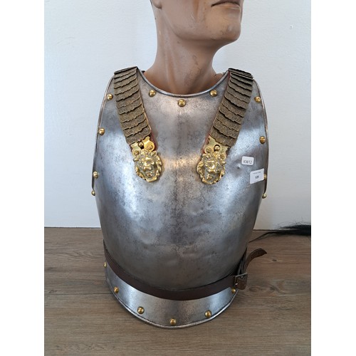 528 - A 19th century Belgian Cuirassier's breast plate and helmet