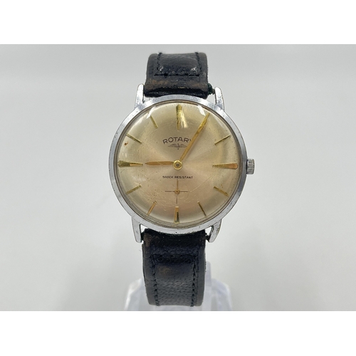 2263 - A 1970s Rotary mechanical men's wristwatch with champagne sunburst dial