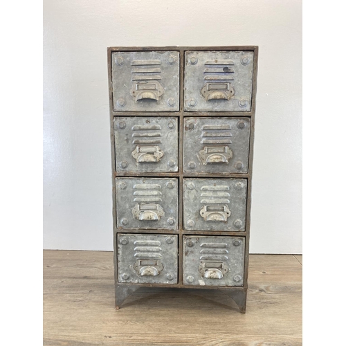 343 - An industrial style metal eight drawer index filing cabinet - approx. 59cm high x 31cm wide x 18cm d... 