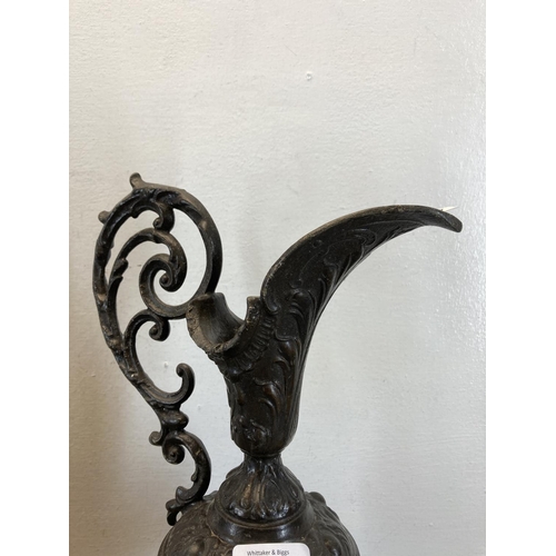 332 - A pair of 19th century cast spelter ewers - approx. 45cm high