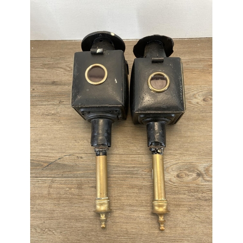 333 - A pair of 19th century coach lamps - approx. 48cm high