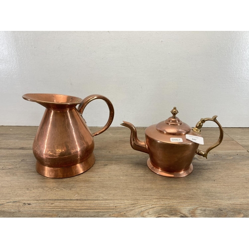 347 - Two pieces of 19th century copper, one hammered water jug - approx. 18cm high and one William Soutte... 