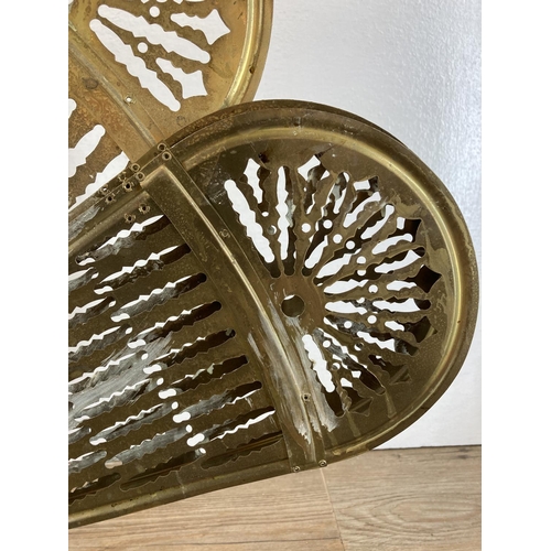 348 - A 19th century style brass peacock fire screen