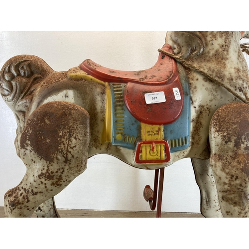 367 - A mid 20th century Mobo pressed steel ride on bronco horse