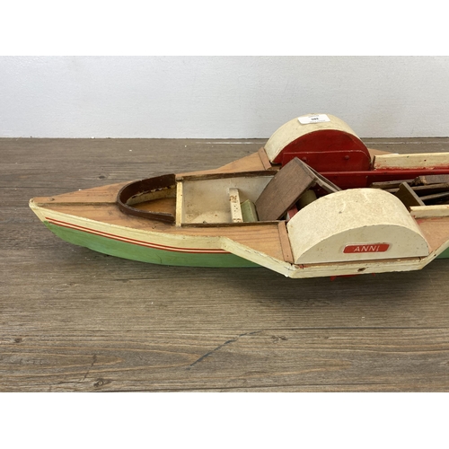 380 - A mid 20th century scratch built model boat - approx. 79cm long