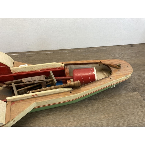 380 - A mid 20th century scratch built model boat - approx. 79cm long