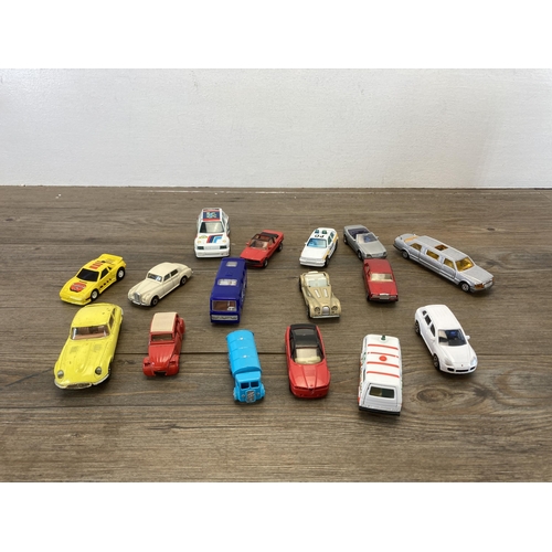 382 - A collection of vintage diecast model vehicles to include Corgi V12 Jaguar, Bburago Peugeot 205 turb... 