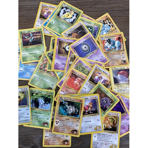 393 - A collection of 1990s Pokémon cards to include Blaine's Charizard, Blaine's Mankey, Brock's Zubat et... 