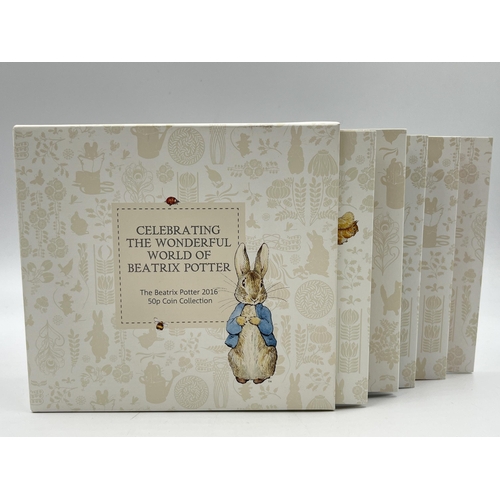 2376 - Two items, one boxed Beatrix Potter 2016 50p five coin collection and one boxed 2018 silver proof Pe... 