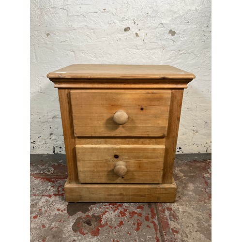 99 - A Victorian style solid pine bedside chest of drawers - approx. 62cm high x 54cm wide x 39cm deep