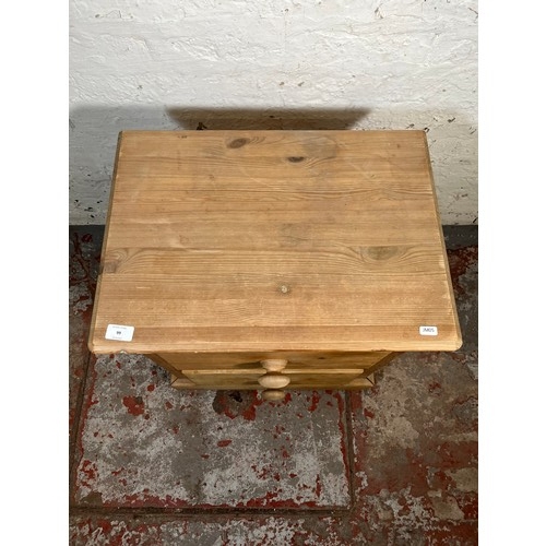 99 - A Victorian style solid pine bedside chest of drawers - approx. 62cm high x 54cm wide x 39cm deep