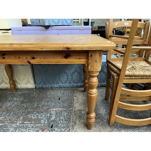 101 - A Victorian style pine farmhouse dining table - approx. 75cm high x 81cm wide x 122cm long