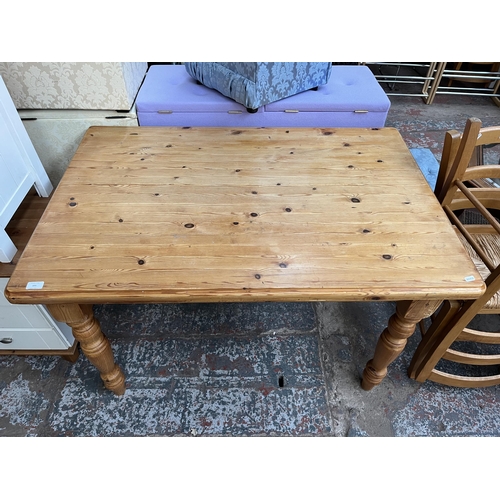 101 - A Victorian style pine farmhouse dining table - approx. 75cm high x 81cm wide x 122cm long