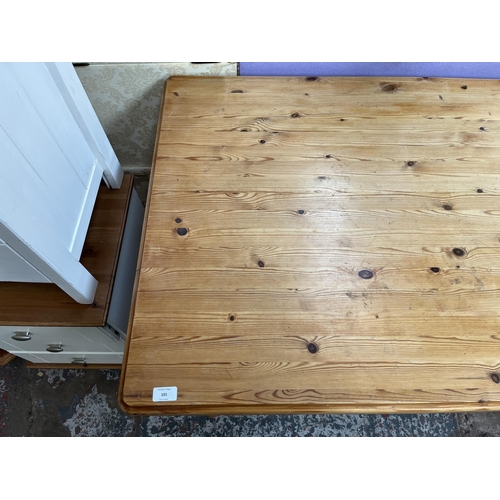 101 - A Victorian style pine farmhouse dining table - approx. 75cm high x 81cm wide x 122cm long