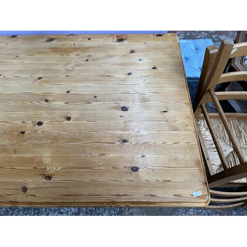 101 - A Victorian style pine farmhouse dining table - approx. 75cm high x 81cm wide x 122cm long