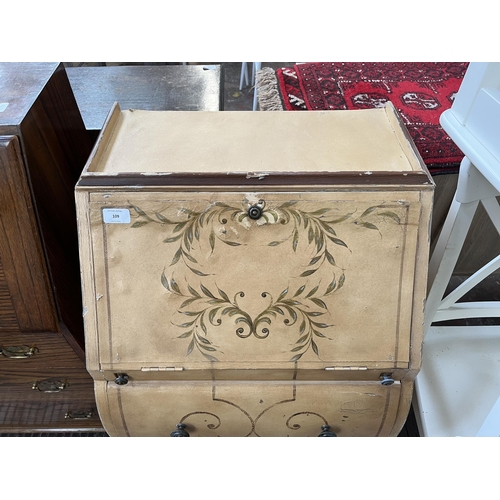 109 - A Dutch style hand painted floral design bureau