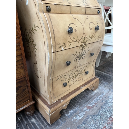 109 - A Dutch style hand painted floral design bureau