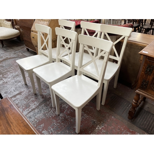 110 - Six IKEA Ingolf white painted dining chairs