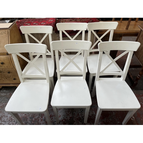 110 - Six IKEA Ingolf white painted dining chairs