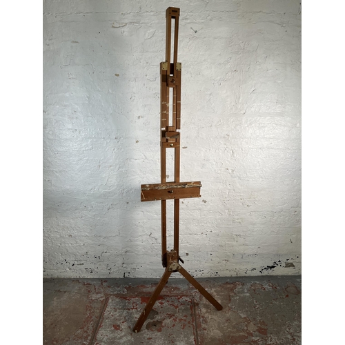 117 - A Reeves beech adjustable artist's easel - approx. 216cm high