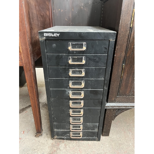 120 - A Bisley black metal ten drawer office cabinet - approx. 59cm high x 28cm wide x 38cm deep