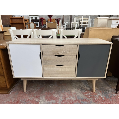 126 - An LPD Scandi oak effect and painted sideboard - approx. 77cm high x 125cm wide x 45cm deep