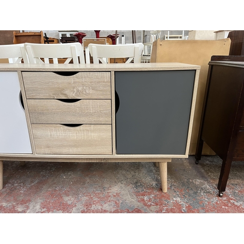 126 - An LPD Scandi oak effect and painted sideboard - approx. 77cm high x 125cm wide x 45cm deep