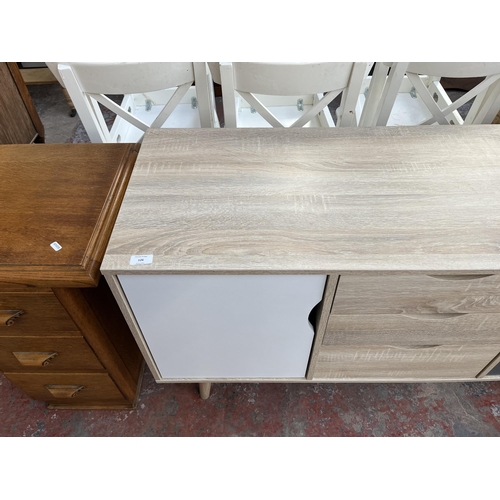 126 - An LPD Scandi oak effect and painted sideboard - approx. 77cm high x 125cm wide x 45cm deep