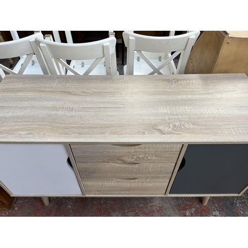 126 - An LPD Scandi oak effect and painted sideboard - approx. 77cm high x 125cm wide x 45cm deep