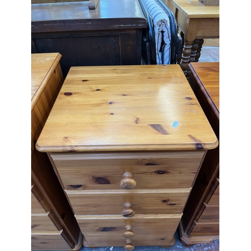 134 - Three pine chests of drawers - largest approx. 82cm high x 88cm wide x 44cm deep