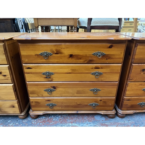135 - A pine chest of drawers - approx. 76cm high x 84cm wide x 45cm deep